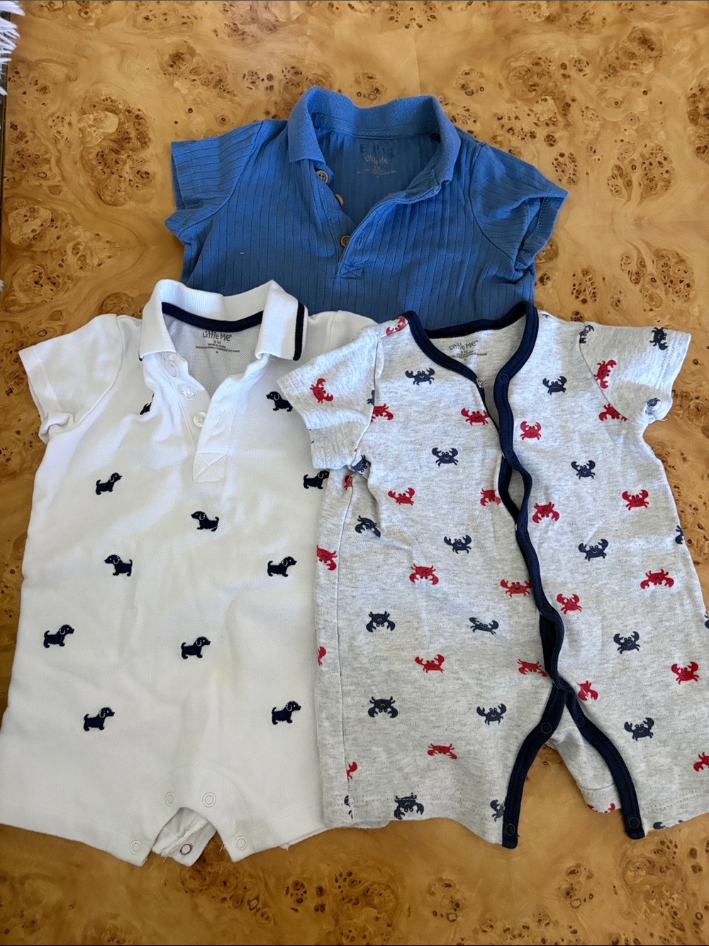 Little Me Romper Set of 3, 9 mo